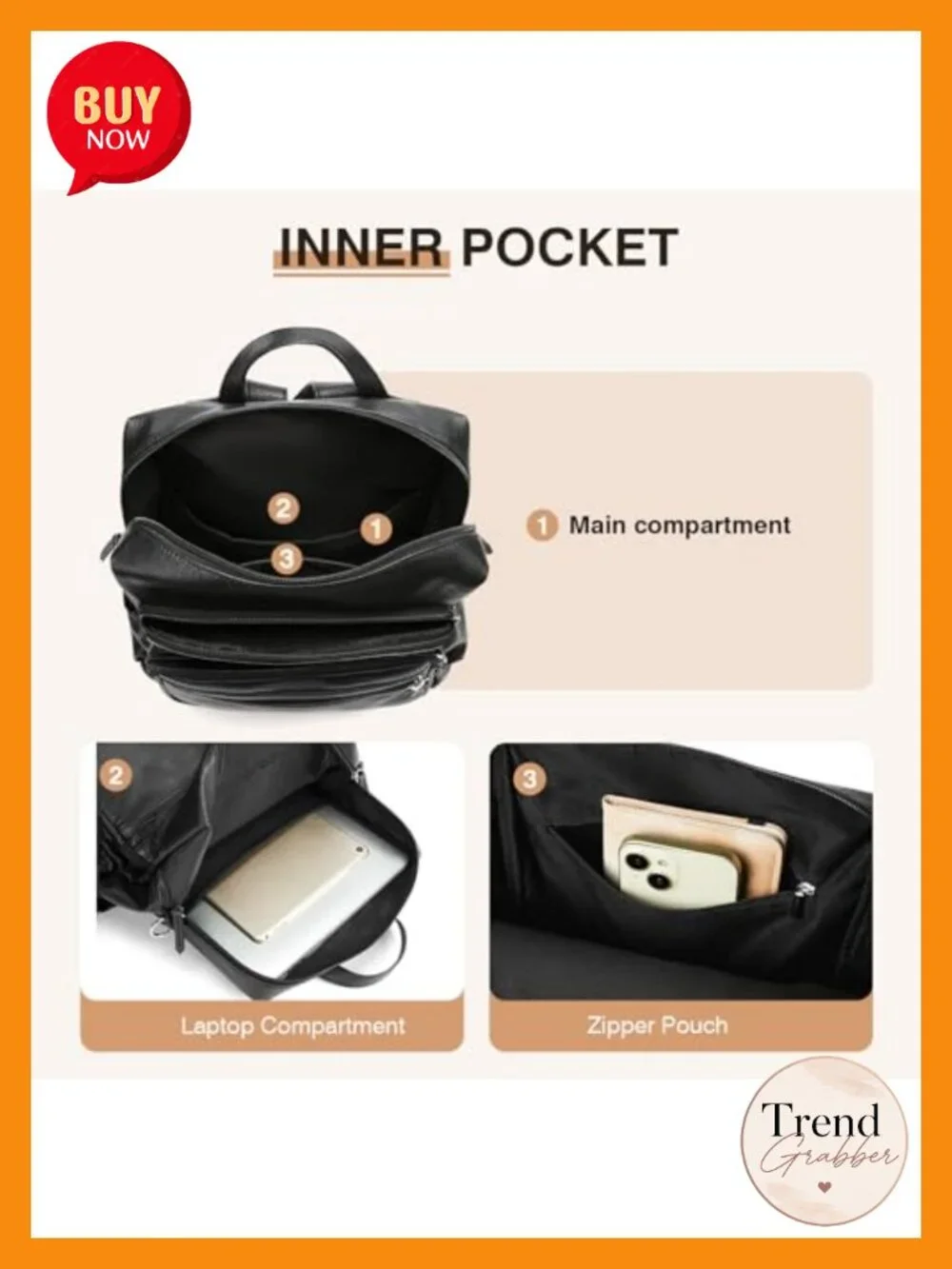 Vintage PU Leather Convertible Backpack with Wristlet, 14